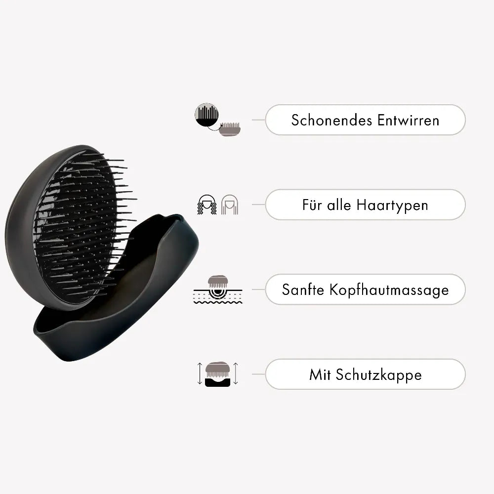 PUR HAIR Detangler Brush, schonend Entwirren, für alle Haartypen, Sanfte Kopfhautmassage, mit Schutzkappe