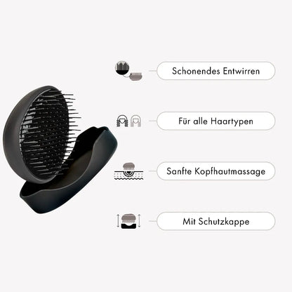PUR HAIR Detangler Brush, schonend Entwirren, für alle Haartypen, Sanfte Kopfhautmassage, mit Schutzkappe