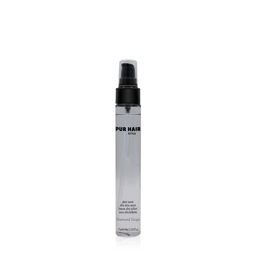 PUR HAIR Style Diamond Drops Glanz-Serum in transparenter 75 ml Flasche mit schwarzem Pumpverschluss