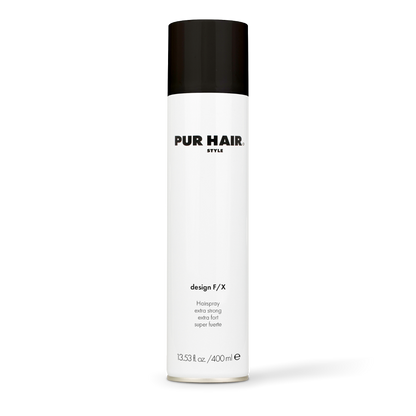 PUR HAIR Design F/X Haarspray in weißer 400-ml-Spraydose mit schwarzem Deckel, extra starker Halt