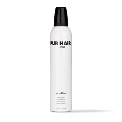 PUR HAIR Air Bubbles, Schaumfestiger, in weißer Dose mit schwarzem Sprühkopf, 300 ml
