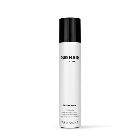 Weiße Dose PUR HAIR STYLE Back to Roots, 200 ml – Ansatz-Volumen-Spray für mehr Fülle und Halt