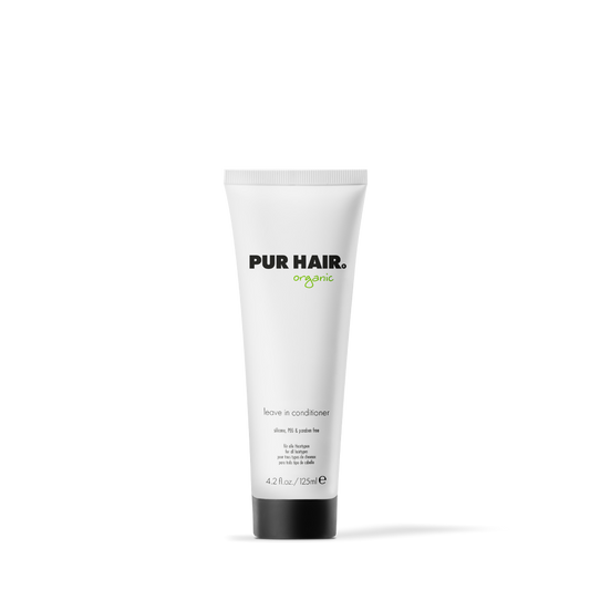 PUR HAIR Organic Leave-in Conditioner, 125 ml Tube mit Pumpspender, freigestellt auf weißem Hintergrund