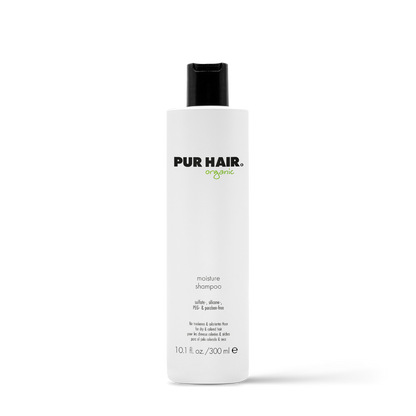 PUR HAIR Organic Moisture Shampoo, 300 ml Flasche in Weiß mit schwarzem Deckel