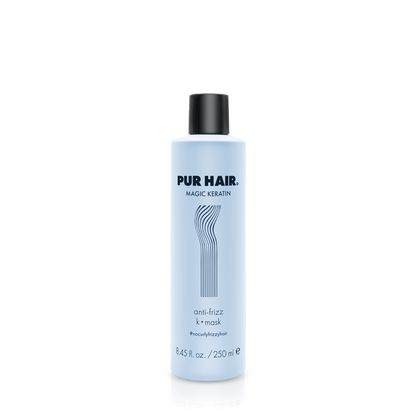 PUR HAIR Magic Keratin K-Mask, 250 ml Flasche in hellblau mit schwarzem Deckel