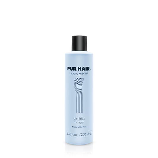 PUR HAIR Magic Keratin K-Mask, 250 ml Flasche in hellblau mit schwarzem Deckel