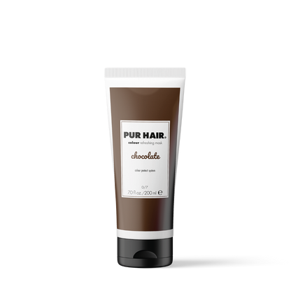 PUR HAIR Colour Refreshing Mask Chocolate – Farbauffrischende Haarmaske in brauner 200 ml Tube mit schwarzem Klappverschluss