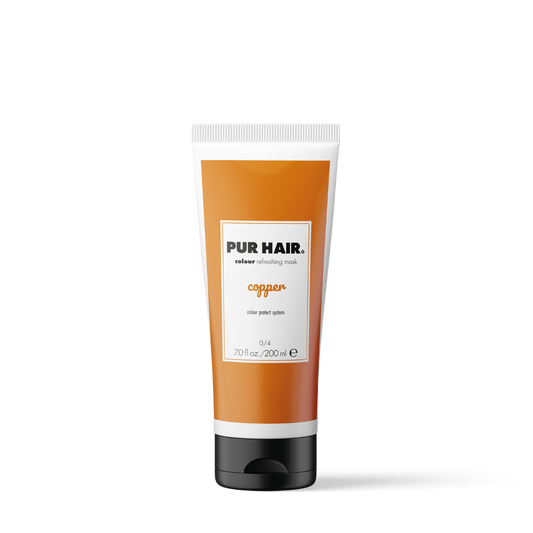 PUR HAIR Colour Refreshing Mask Copper – Farbauffrischende Haarmaske in orangener 200 ml Tube mit schwarzem Klappverschluss