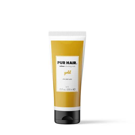 PUR HAIR Colour Refreshing Mask gold – Farbauffrischende Haarmaske in goldener 200 ml Tube mit schwarzem Klappverschluss