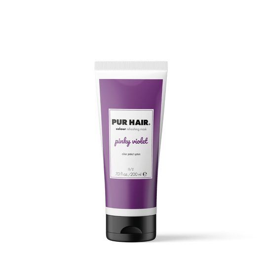 PUR HAIR Colour Refreshing Mask Pinky Violet – Farbauffrischende Haarmaske in violetter 200 ml Tube mit schwarzem Klappverschluss