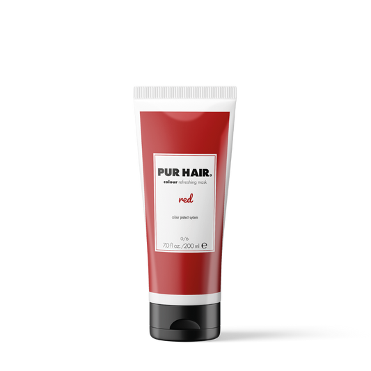 PUR HAIR Colour Refreshing Mask Red – Farbauffrischende Haarmaske in roter 200 ml Tube mit schwarzem Klappverschluss