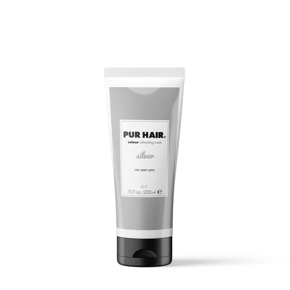 PUR HAIR Colour Refreshing Mask Silver – Farbauffrischende Haarmaske in silber 200 ml Tube mit schwarzem Klappverschluss