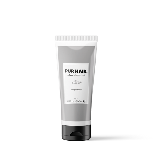 PUR HAIR Colour Refreshing Mask Silver – Farbauffrischende Haarmaske in silber 200 ml Tube mit schwarzem Klappverschluss