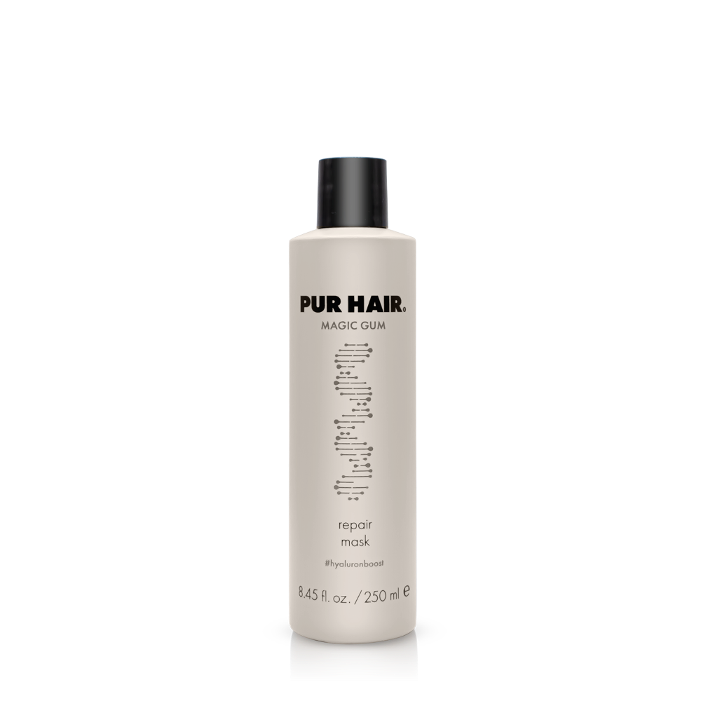 PUR HAIR Magic Gum Maske, 250 ml Flasche in hellbraun mit schwarzem Deckel