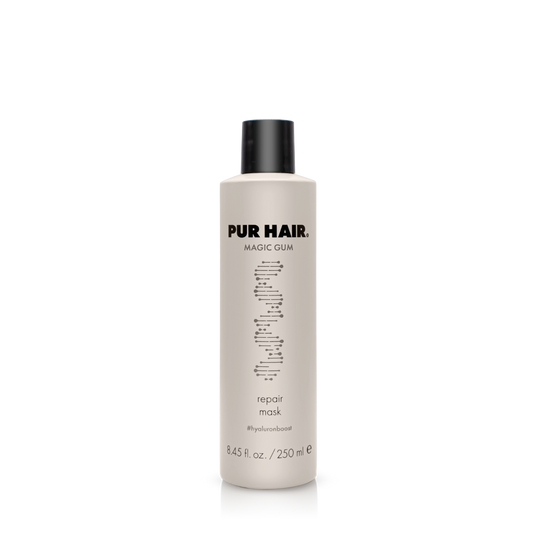 PUR HAIR Magic Gum Maske, 250 ml Flasche in hellbraun mit schwarzem Deckel