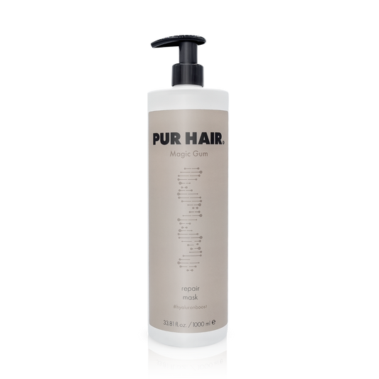 PUR HAIR  Magic Gum Maske & Conditioner, 1000 ml Flasche in hellbraun mit schwarzem Pumpspender