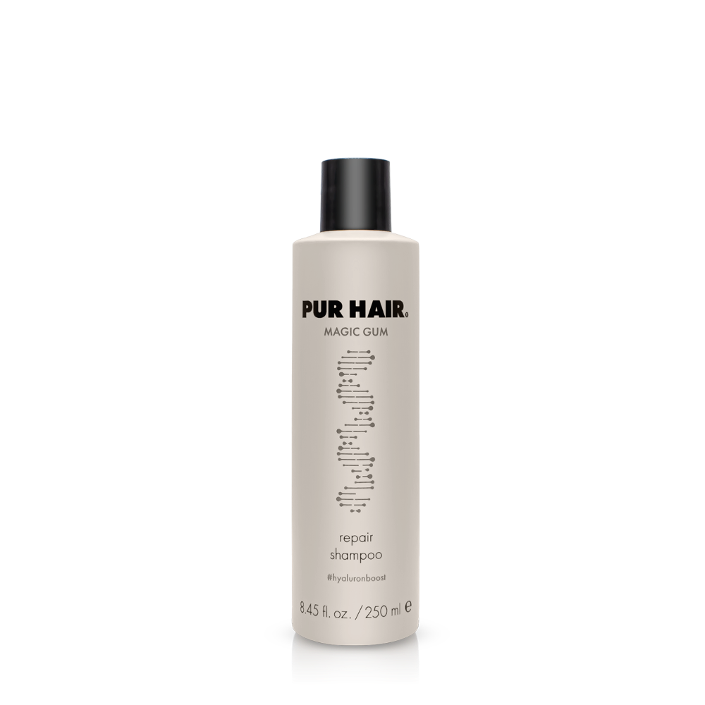 PUR HAIR  Magic Gum Shampoo, 250 ml Flasche in hellbraun mit schwarzem Deckel