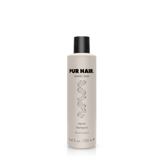 PUR HAIR  Magic Gum Shampoo, 250 ml Flasche in hellbraun mit schwarzem Deckel