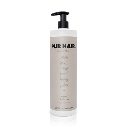 PUR HAIR  Magic Gum Shampoo, 1000 ml Flasche in hellbraun mit schwarzem Pumpspender