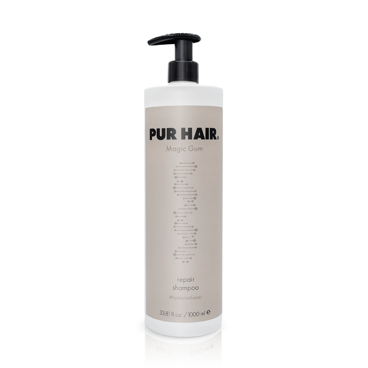 PUR HAIR  Magic Gum Shampoo, 1000 ml Flasche in hellbraun mit schwarzem Pumpspender